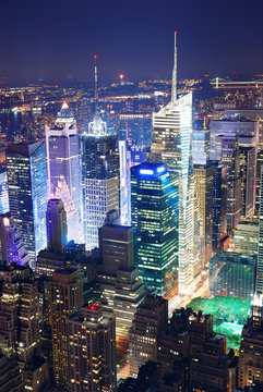 Times Square Aerial View At Night