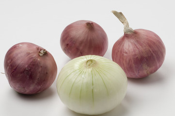 Fototapeta premium Cebolla cabezona roja y blanca