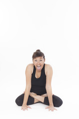 Fototapeta premium laughing relax post by Asian Yoga Training Master