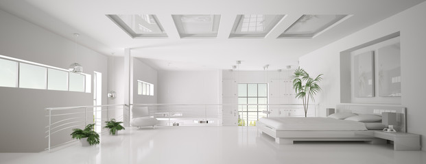 Weisses Schlafzimmer interior panorama 3d render
