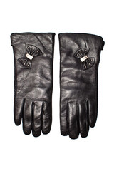 Black leather gloves isolated on the white background