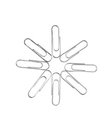The image of paper clips isolated on white background