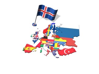 3D Karte mit Flagge