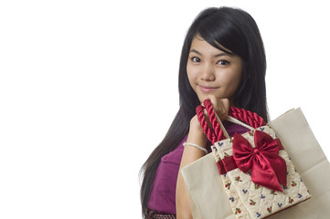 Asian woman enjoying shopping