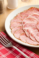 slices of fresh salami