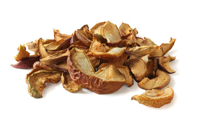 Dried apples on a white background