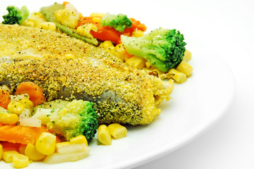 trout dish with vegetables