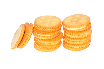 Biscuits With Peanut Cream On White Background