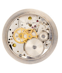 close up view of gears from clock
