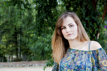 beautiful girl in floral dress