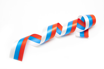 ribbon of russian flag isolated on white background