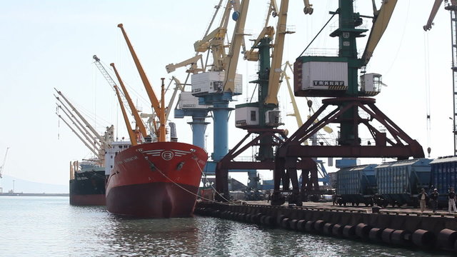 The loading crane in port