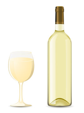 bottle and glass with white wine