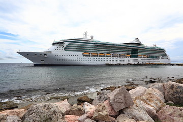 Caribbean Cruise Ship docked on the island of Curacao