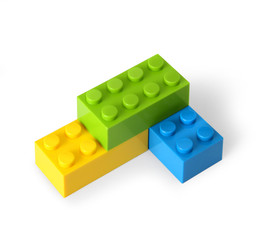 Yellow, green and blue blocks assembled together