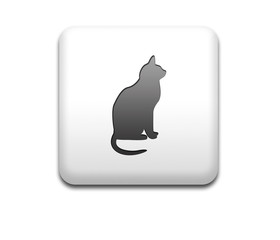 Boton cuadrado blanco gato negro - obrazy, fototapety, plakaty