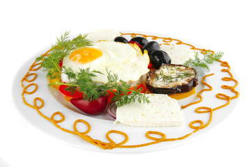 fried egg on white plate