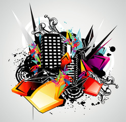 city abstract vector illustration