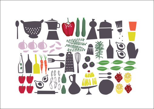 graphic retro set about food, perfect for restaurant menu