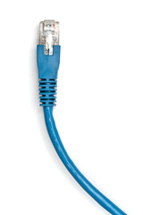 Blue network cable on white