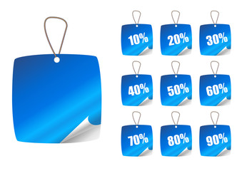 Cartellino Sconti Blu con Nastro