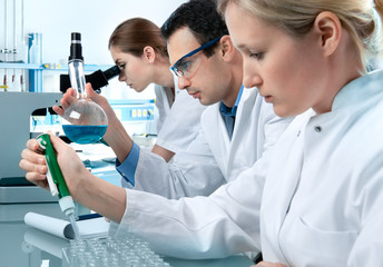 group of students working at the laboratory