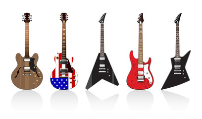 five beautiful electric guitars