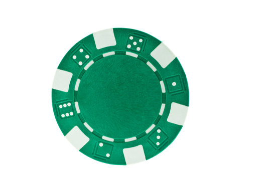 green poker chip isolated on white background