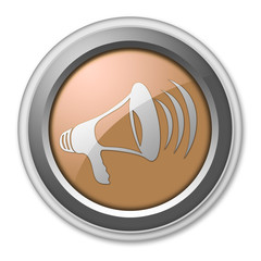 Bronze 3D Style Button "Megaphone / Announcement Symbol"