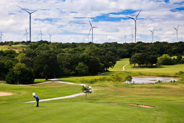 Wind generation on the sky line and golf course