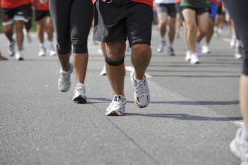 People running in street