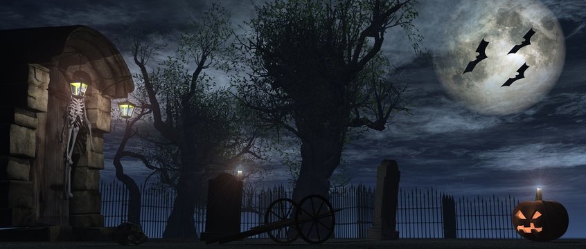 Friedhof, K&uuml;rbis, Halloween