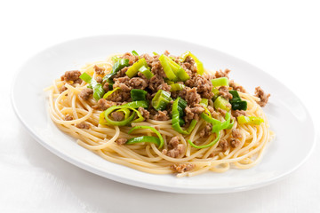 Pasta with meat and vegetables