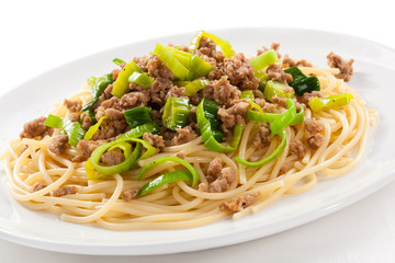 Pasta with meat and vegetables