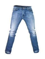 Worn blue jeans isolated