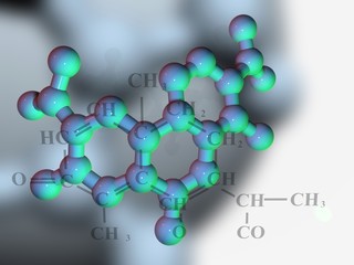 3D rendered Molecule on abstract background