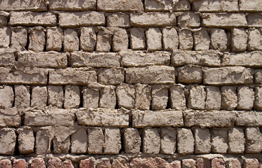 Wall from clay bricks as a background
