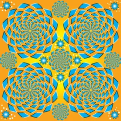 Papier Peint photo autocollant Psychédélique Spinning Blue Floral (illusion de mouvement)