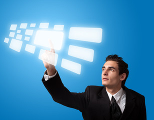 business man pressing button
