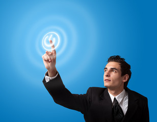 business man pressing button