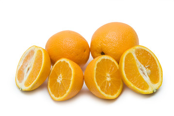 Fototapeta na wymiar Orange fresh fruit group on white background
