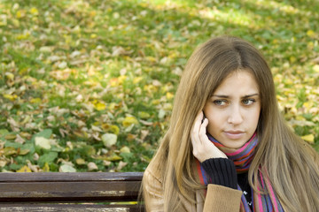 Caucasian woman calling on her phone