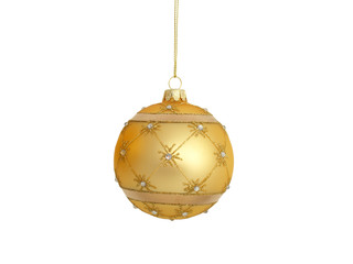 Golden Christmas ball isolated on white background