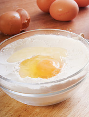 flour with an egg