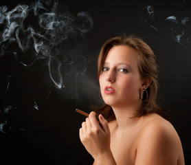 young woman smoking