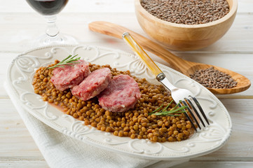 sausage with lentils-cotechino e lenticchie