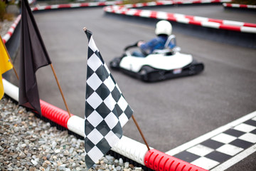 flags and cars on carting carting