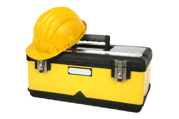 Professional toolbox with hardhat.