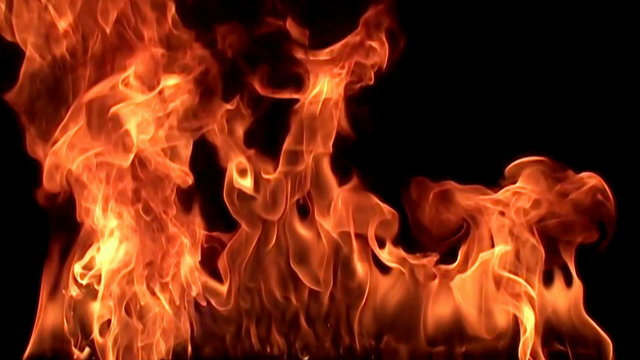 HD Fire flame - black background. (200 fps)