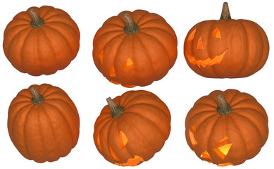 Halloween pumpkins with light inside